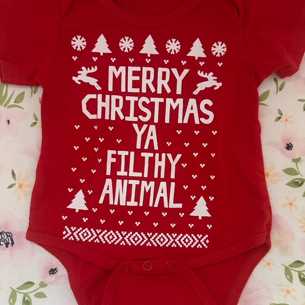 Red Christmas baby One Piece onesie